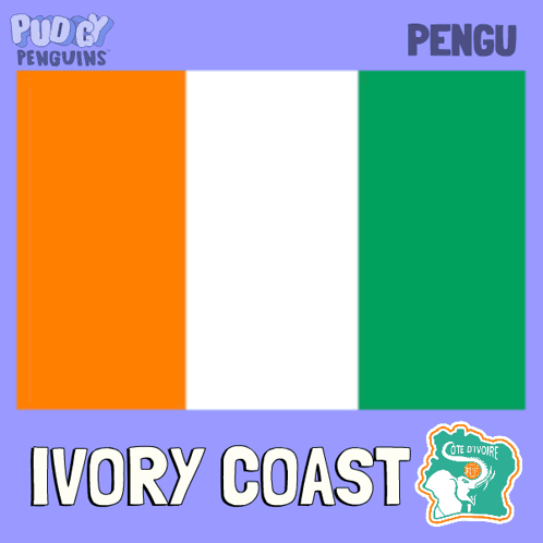 a poster with the flag of ivory coast and a map of ivory coast