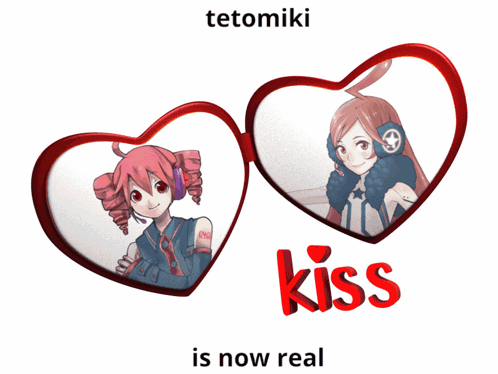 a poster with two hearts and the word kiss