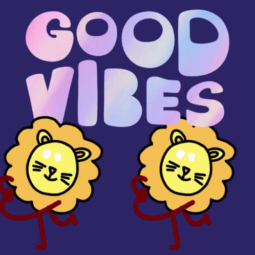 A Poster With Two Lions And The Words Good Vibes GIF