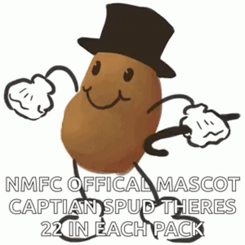 A Potato Wearing A Top Hat And Gloves Is The Nmfc Official Mascot GIF