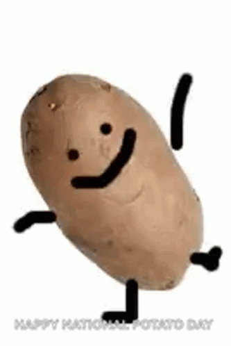 A Potato With Arms And Legs Is Dancing With A Face On It . GIF
