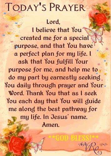 A Prayer With Flowers And Butterflies Is Titled Today 'S Prayer GIF