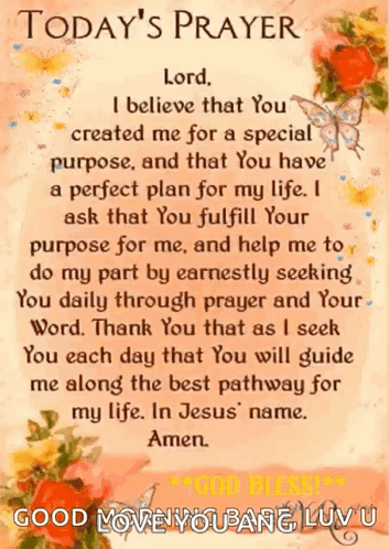 A Prayer With Flowers And Butterflies On It GIF
