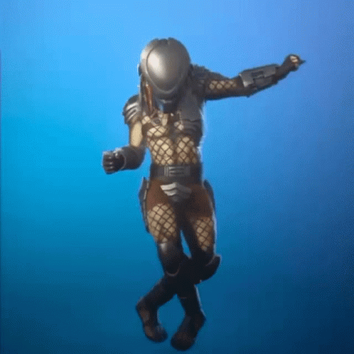 A Predator Is Dancing In A Video Game With A Gun . GIF