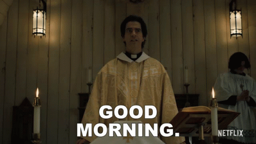 A Priest Says " Good Morning " In A Church GIF