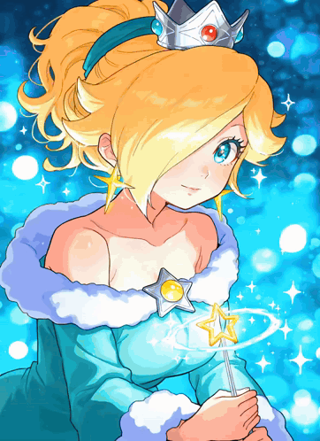 A Princess With A Crown On Her Head Is Holding A Star Wand GIF