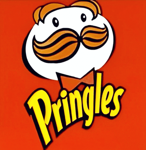 A Pringles Logo On A Red Background With A Cartoon Character GIF