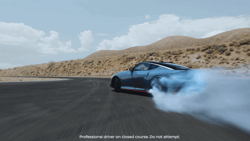 A Professional Driver On Closed Course Do Not Attempt Is Written Below A Car GIF