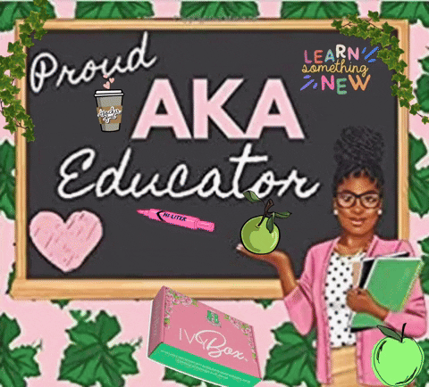 A Proud Aka Educator Holds An Apple In Front Of A Blackboard GIF