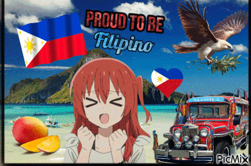 A Proud To Be Filipino Postcard With A Girl And A Jeep GIF