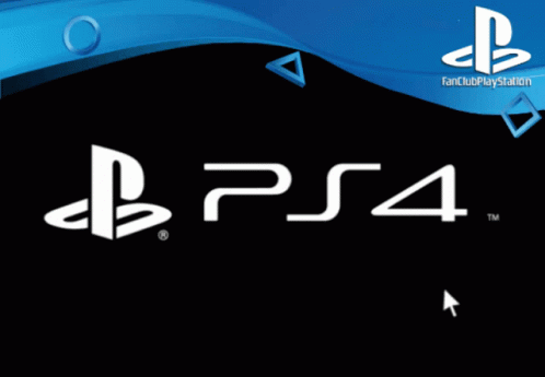 A Ps5 Logo On A Black Background With Blue Triangles GIF