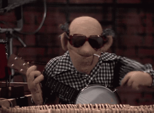 Sunglasses Puppet Playing Banjo GIF