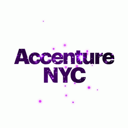 a purple accenture nyc logo with purple dots