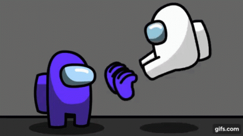 A Purple Among Us Character Standing Next To A White Character GIF