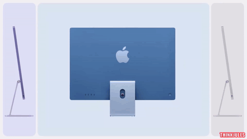 A Purple And A Blue Apple Computer With Thinkjules Written At The Bottom GIF