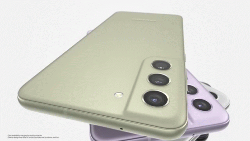 A Purple And A Green Samsung Phone Laying On Top Of Each Other GIF