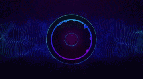 A Purple And Blue Circle With A Clock On It On A Dark Background . GIF