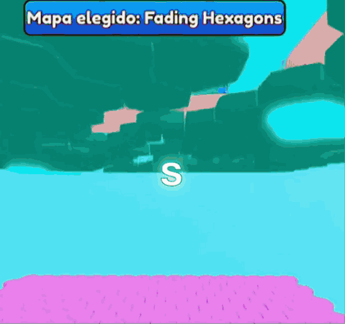 A Purple And Blue Screen With The Words Mapa Elegido Fading Hexagons Slimt GIF