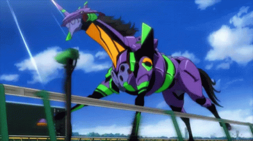 A Purple And Green Horse With The Number 18 On It GIF