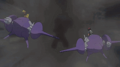 A Purple And White Cartoon With The Words Dialgas Jumpscare On It GIF