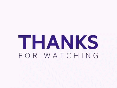 A Purple And White Logo That Says `` Thanks For Watching '' On A White Background . GIF