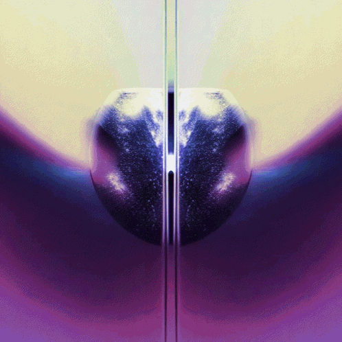 A Purple And Yellow Background With A Sphere On It GIF