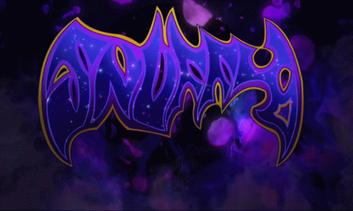A Purple And Yellow Drawing Of A Bat On A Purple And Black Background GIF