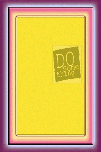 a purple and yellow frame with the word action on it