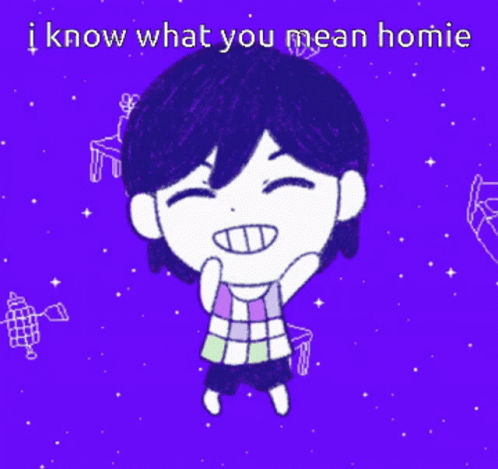 A Purple Background With A Cartoon Character And The Words I Know What You Mean Homie GIF