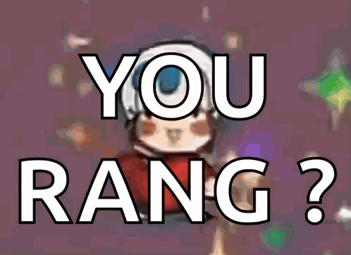 A Purple Background With A Cartoon Character And The Words " You Rang " GIF