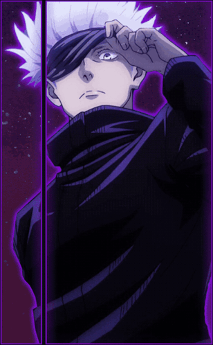 A Purple Background With A Cartoon Character Covering His Face GIF