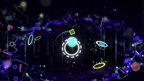 A Purple Background With A Circle And Gears In It GIF