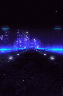 A Purple Background With A City In The Distance GIF