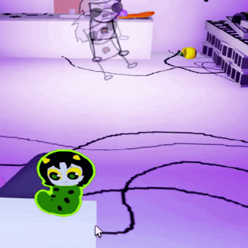 A Purple Background With A Drawing Of A Cartoon Character GIF