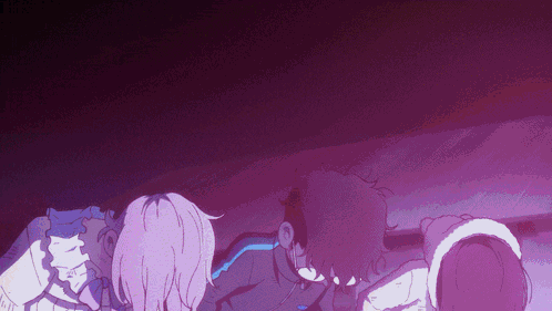 A Purple Background With A Few People In It GIF