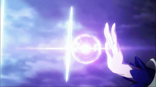 A Purple Background With A Hand Holding A Sphere GIF