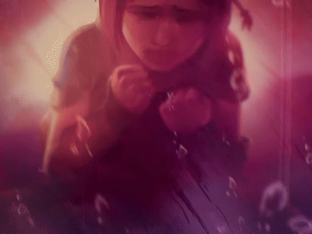 A Purple Background With A Person Holding A Sign That Says ' Aww ' On It GIF