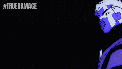 A Purple Background With A #Truedamage Hashtag On It GIF