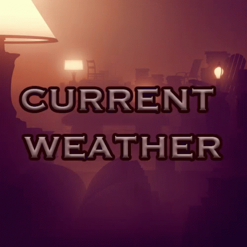 A Purple Background With Current Weather Written On It GIF