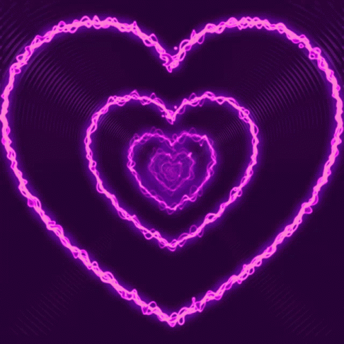A Purple Background With Glowing Pink Hearts In It GIF