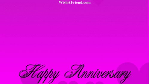 a purple background with hearts and the words happy anniversary on it