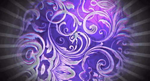 a purple background with swirls and rays coming out of it