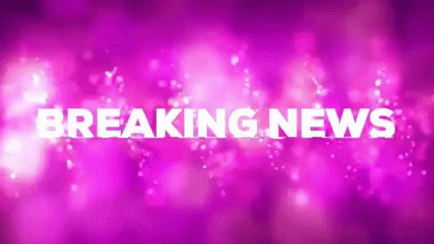 A Purple Background With The Words Breaking News In White Letters GIF