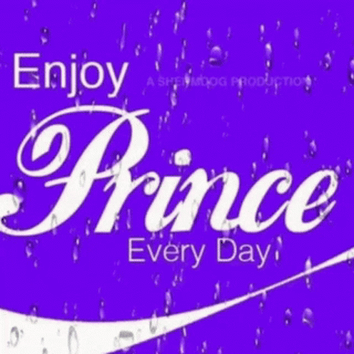 A Purple Background With The Words Enjoy Prince Every Day GIF