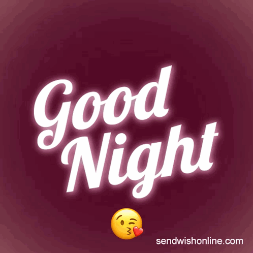 A Purple Background With The Words Good Night And A Smiley Face GIF