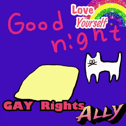 a purple background with the words good night and gay rights ally