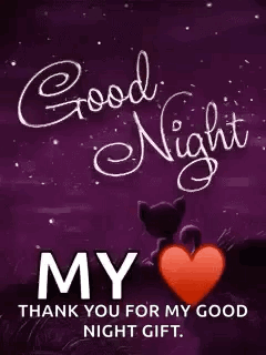 A Purple Background With The Words `` Good Night My Thank You For My Good Night Gift '' GIF