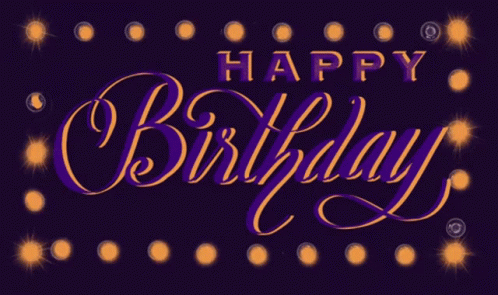 A Purple Background With The Words Happy Birthday Written On It GIF
