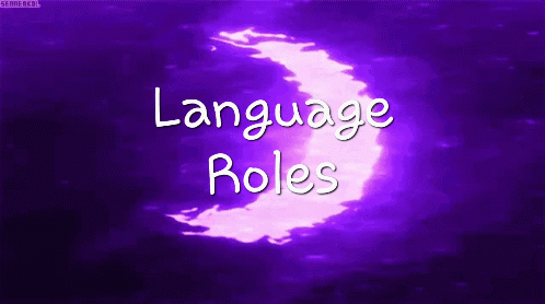 A Purple Background With The Words Language Roles In White Letters GIF