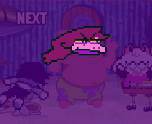 A Purple Background With The Words Next Big Susie 'S Idea Written On It GIF